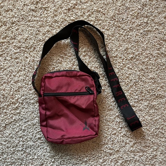 Jeffree Star Cosmetics Burgundy Crossbody Bag Purse Nylon - Picture 1 of 6